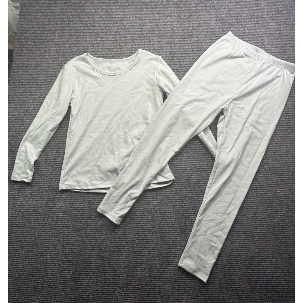 Kids Mint Green Long Sleeve Top & Leggings 2 PC Base Layer Set Loungewear SZ 4
